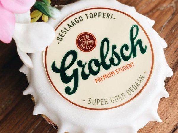 Grolsch geslaagd slagroom taartje
